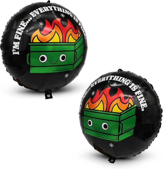 XL Funny Foil Balloons (2 Pack) – Dumpster Fire, Joke Party