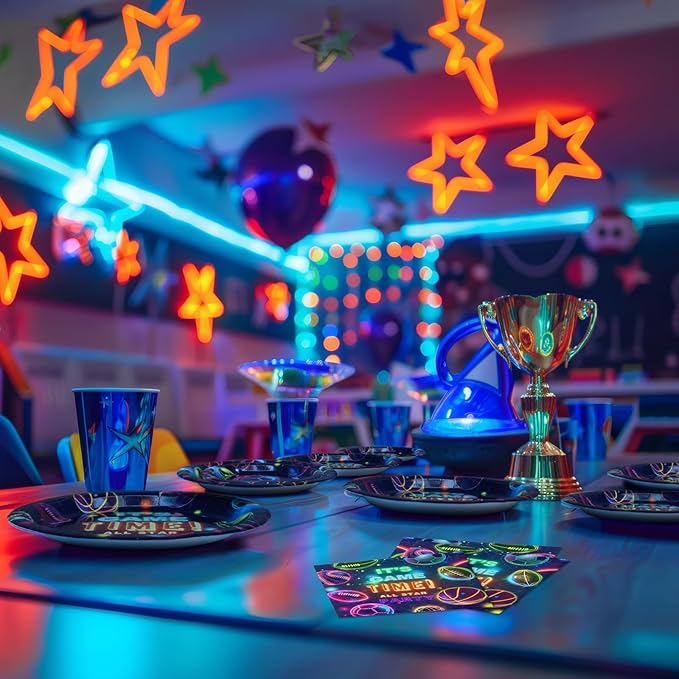 Neon Sports Party Supplies Serves 20 Glow Sports Birthday Party