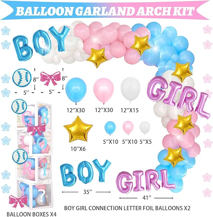 Baseball or Bows Gender Reveal Decorations 171 PCs Boy or Girl