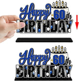 LINGTEER Happy 60th Birthday Blue Acrylic Table Topper Centerpieces