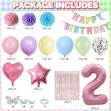 Pastel 2nd Birthday Party Decorations for Girls Number 2 Balloon