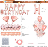 40 pcs Pink Rose Gold Birthday Decorations 3D Mylar Foil Happy
