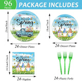 96pcs Spring Party Plates and Napkins Hello Spring Party Decorations