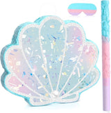 Mermaid Tail Piñata Ocean Supplies Pull String Seashell Fish
