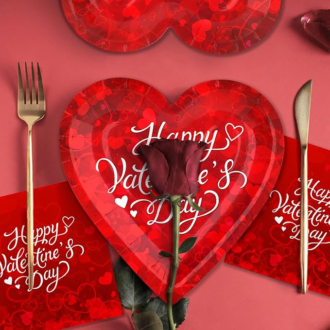 Valentine's Day Party Supplies for 25 Guests Romantic Heart Shaped