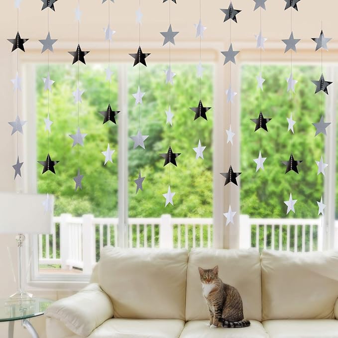 Patelai Glitter Star Garland Banner 2026 Graduation Decor 130 Feet Sta