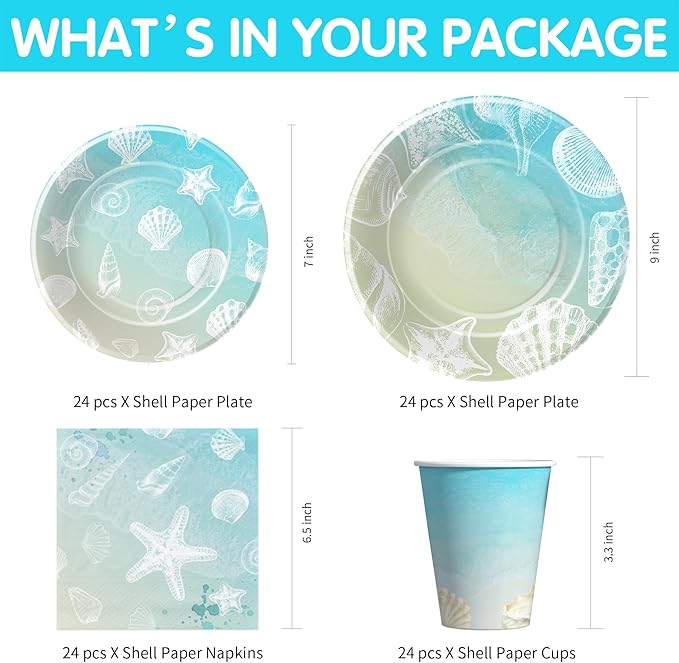Seashell Beach Party Decorations Dinnerware Beach Seashell Party