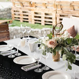 16Pack Disposable Plastic Tablecloths and Satin Table Runner Set