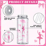 Domensi 24 Pack 14.2 oz Ballet Plastic Cups with Lid and Straw Clear