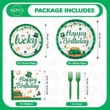 96Pcs St Patrick's Day Party Supplies Green Shamrock Plates and