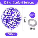 50pcs Purple Foil Confetti Balloons,12 inch Latex Balloon with Purple