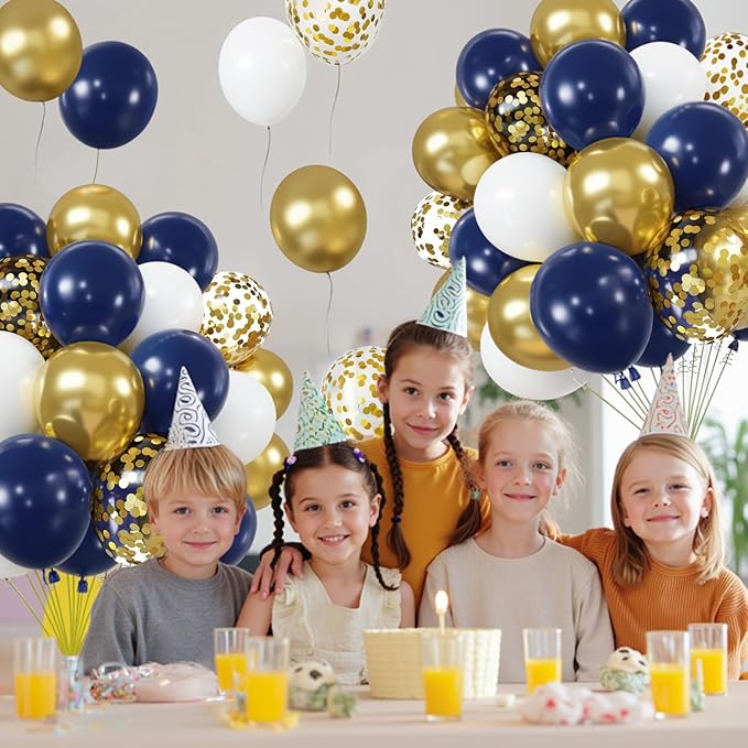 Zesliwy Navy Blue Gold Confetti Balloons Set,50pcs 12inch Royal Dark