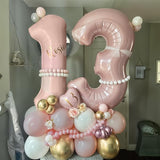 Dusty Pink Balloon Number 1 for 1st Birthday Decorations Girls Blush