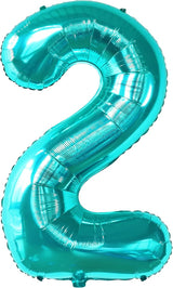 KatchOn Aqua Blue Number 2 Balloon - 40 Inch | Teal 2 Balloon Number,