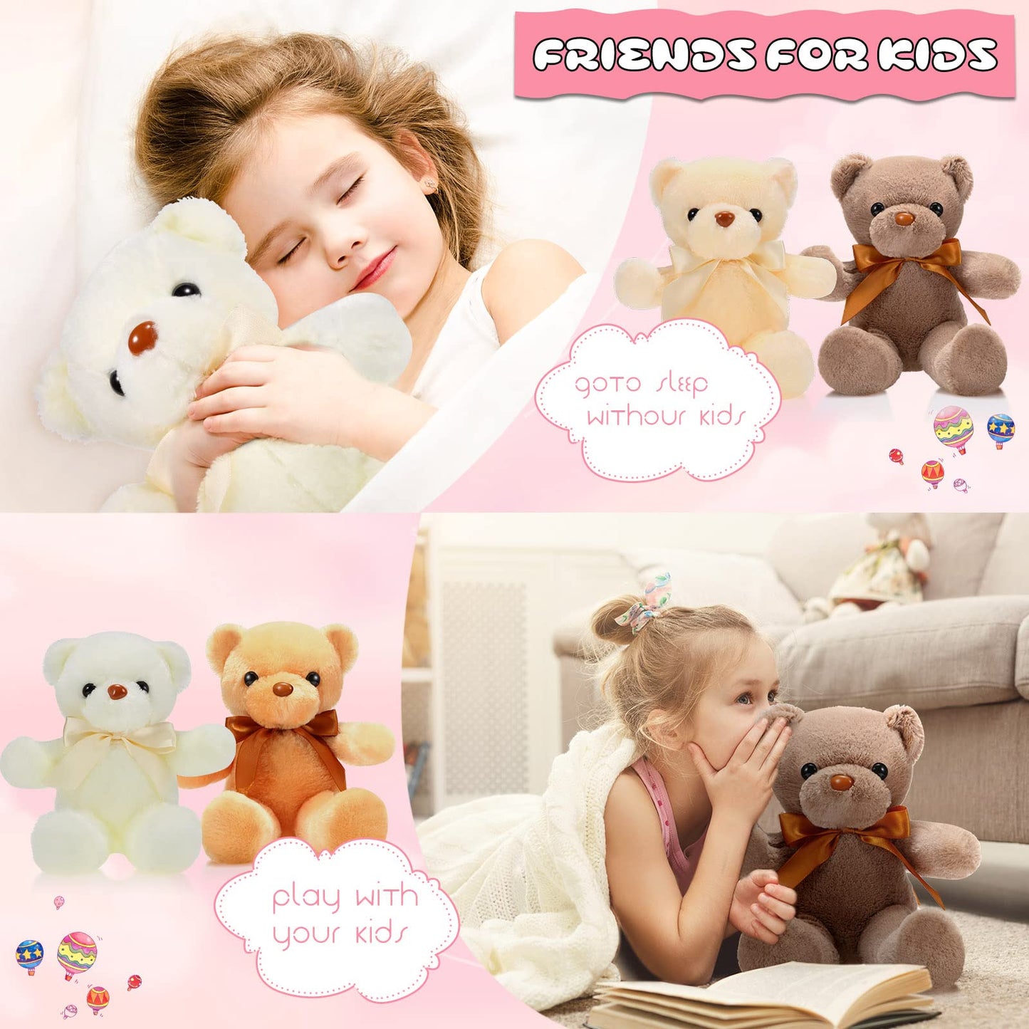 Skylety 10 Pcs 12 Inch Bears Bulk Stuffed Animals Soft Gift Plush