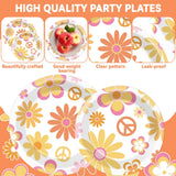 ZOIIWA 200 PCS Groovy Birthday Tableware Disposable Hippie Daisy