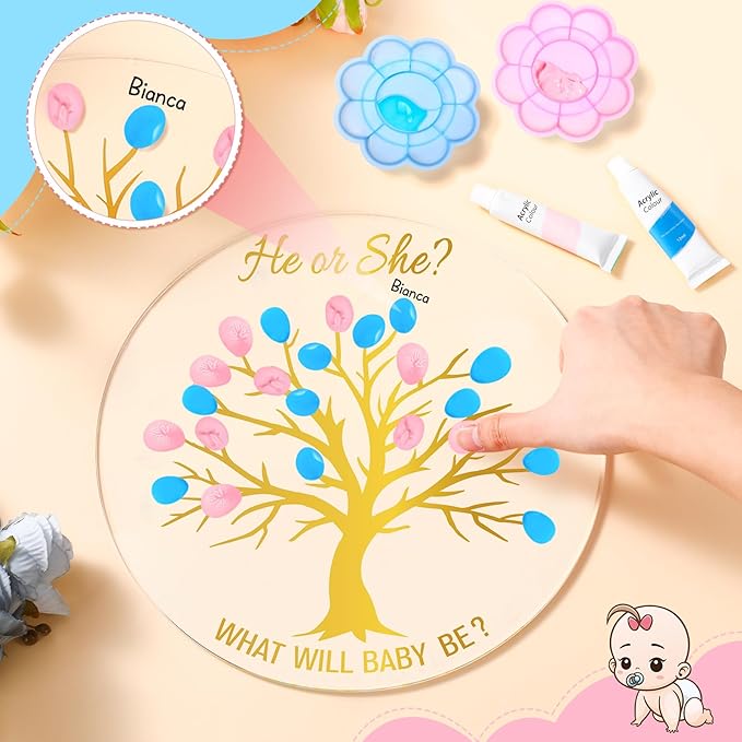 Gender Reveal Fingerprint Tree Boy or Girl Party Ideas Baby Shower