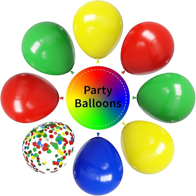 YMSZ Red Blue Green Yellow Balloons, 67pcs 12 Inch Colorful Latex