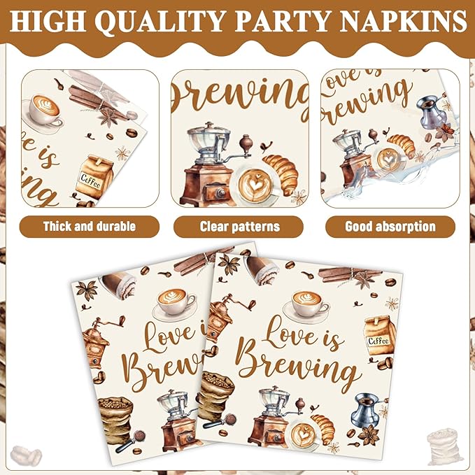 96Pcs Love Is Brewing Party Decorations Bridal Shower Tableware