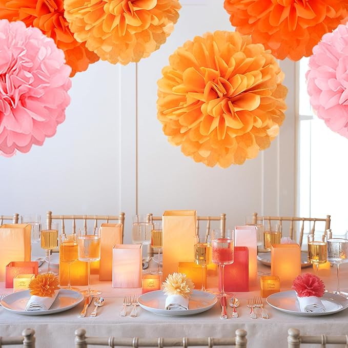 Pink Orange Groovy Thanksgiving Engagement Party Decorations 14pcs