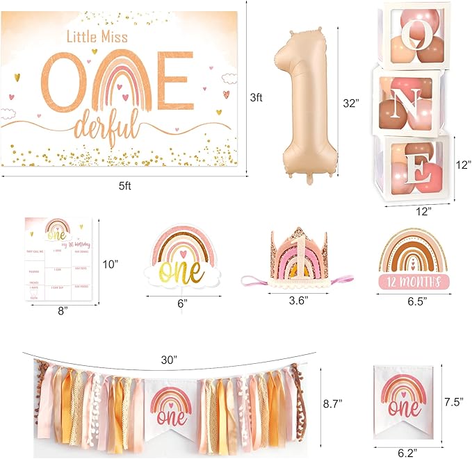 Boho Rainbow 1st Birthday Decorations Bohemian First Decorations