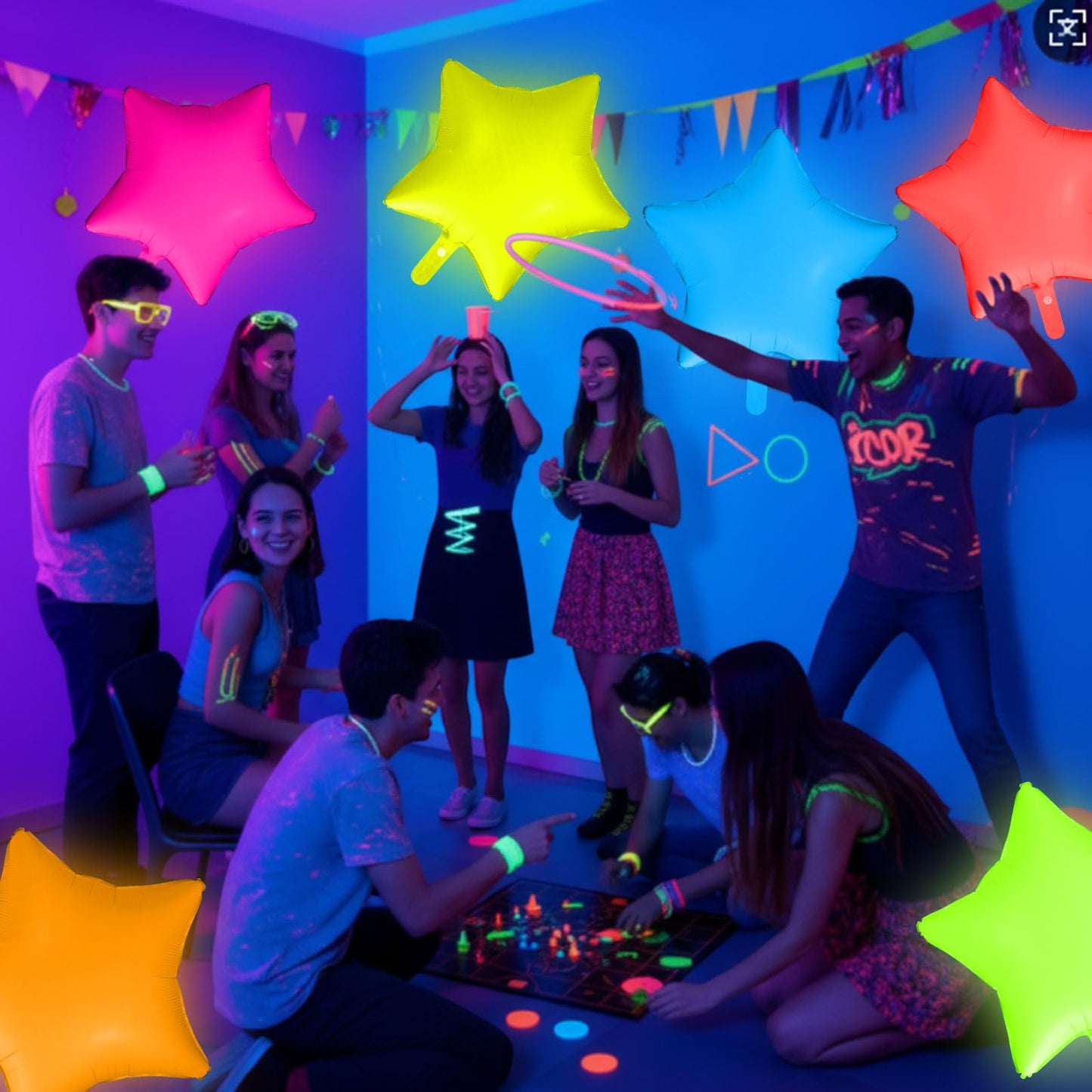 Vertintong 12 Pcs Star Glow in The Dark Neon Balloons Foil Birthday