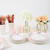 White and Rose Gold Party Supplies - 350 PCS Disposable Dinnerware