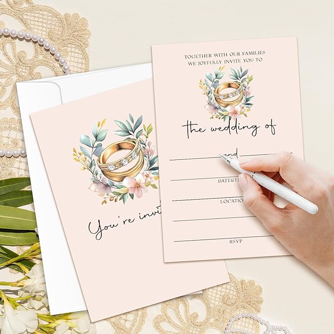 Ring Wedding Invitations, Wedding Shower Invites With Envelopes,
