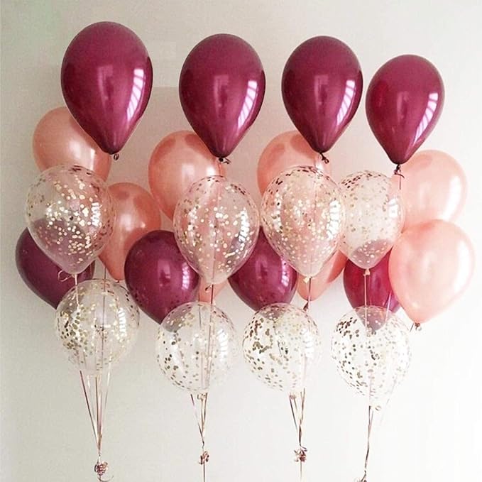 OuMuaMua Rose Gold Balloons Burgundy Balloons Kit, 62Pcs Burgundy