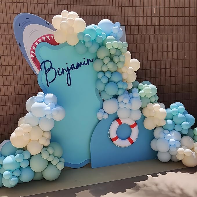 Under the Sea Balloons Garland Arch Kit, 123pcs Dusty Blue Teal