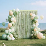 4 Packs Sage Green Foil Fringe Curtain, Light Green Glitter Metallic