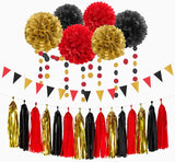 Red Black Gold Casino Theme Graduation Party Decorations 23pcs Kits