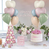 Pastel Colorful Heart Foil Balloons, 10PCS Assorted Rainbow Helium