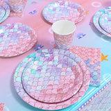 168 Pcs Mermaid Birthday Party Decorations Plates Set for 24 Guests