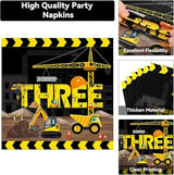 100 Pcs Construction Plates and Napkins Set 3rd Birthday Party