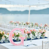 Qunclay Pink Crystal Diamond Letter Wall Decor, Glitter Wooden Bling