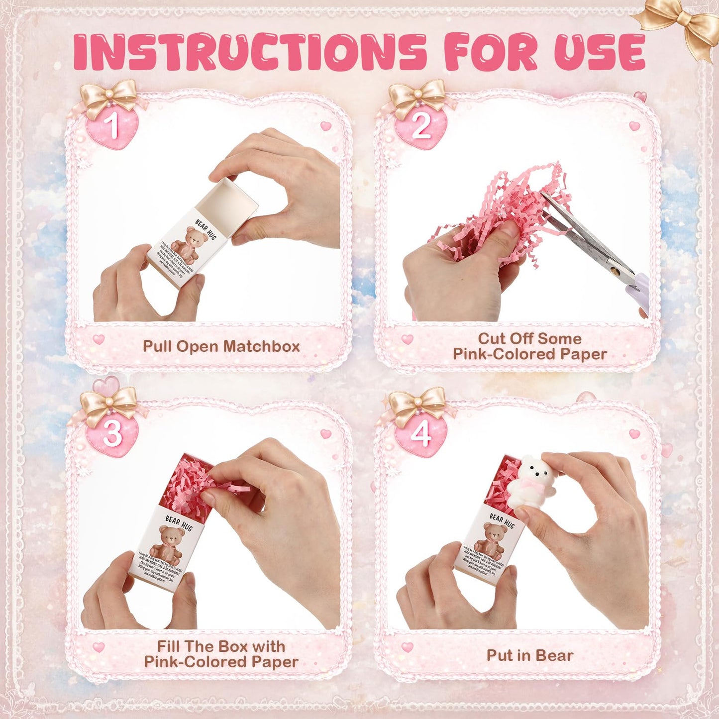 Wettarn 24 Sets Bear with Pink Bow Gifts Cute Stress Balls with Bear