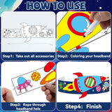 24 Sets Space Paper Headbands Craft Kits for Color Your Own