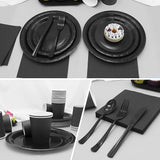 168pcs Black Paper Plates and Napkins for Halloween Birthday