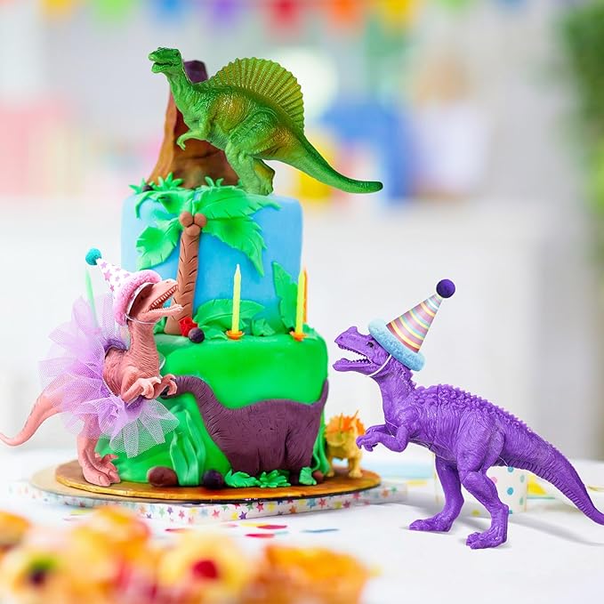 27 Pcs Colorful Dinosaur Cake Topper Animals Figures Birthday Party