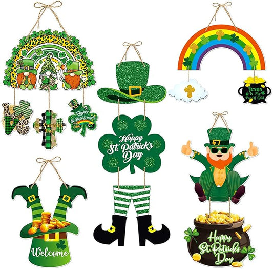 St Patricks Day Decorations Front Door Hanger Decor 5pcs Green Saint