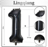 40 Inch Black Foil Balloon Number 1, Giant Self Inflating Number