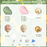 170Pcs Jungle Safari Balloons Garland Arch Kit Animal Printed Pink