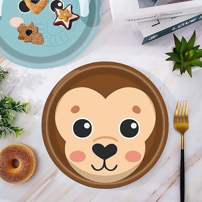 60Pcs Jungle Safari Paper Plates Zoo Animal Print Party Supplies 7