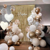 White and Champagne Gold Balloons Garland Arch Kit with Rose Gold