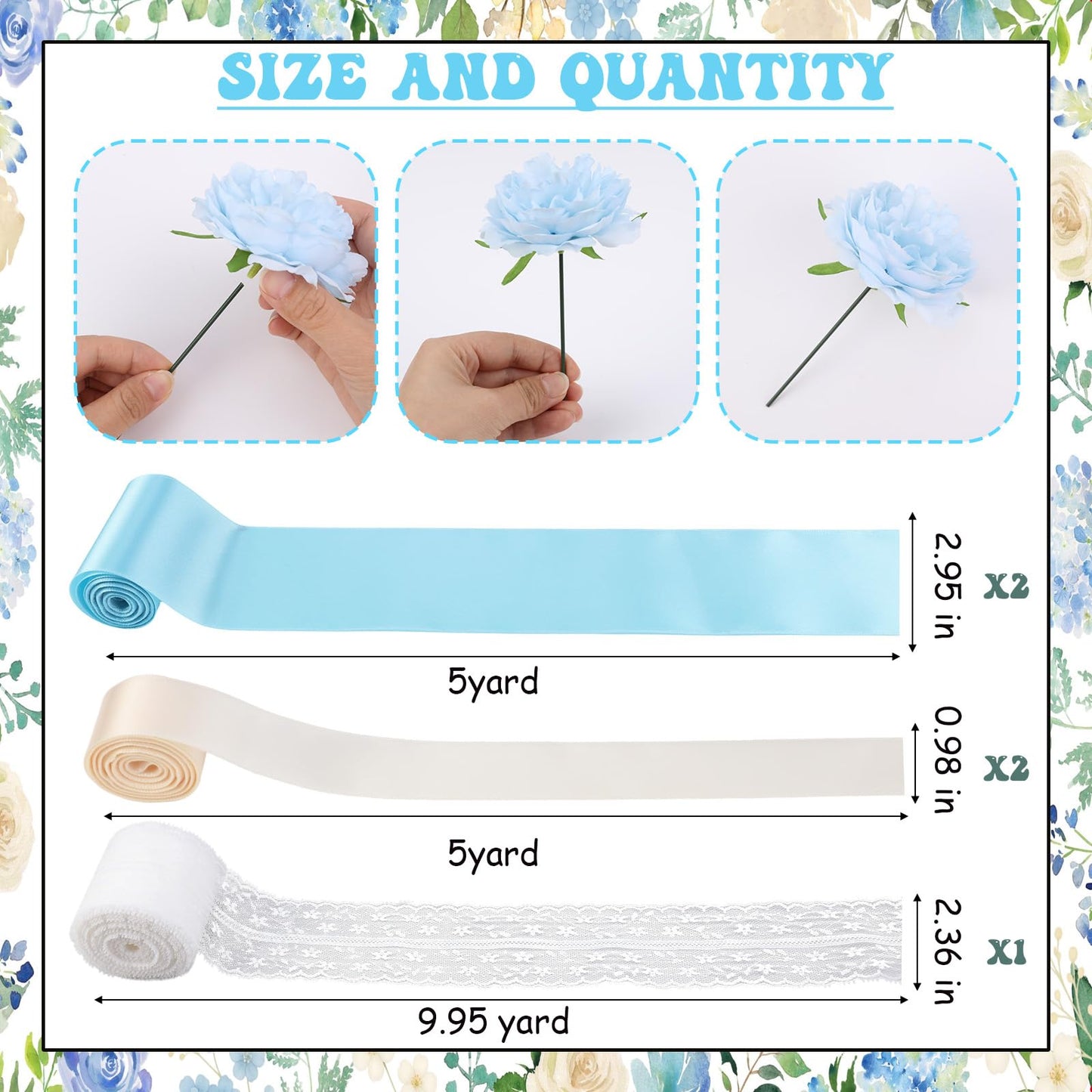 Cheerupp Blue Floral Theme Diaper Cake Decorations for Baby Shower