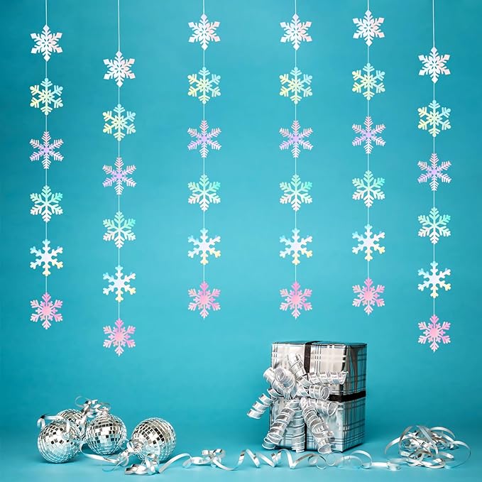 Iridescent-Holographic Snowflake-Snow Christmas Party-Decorations