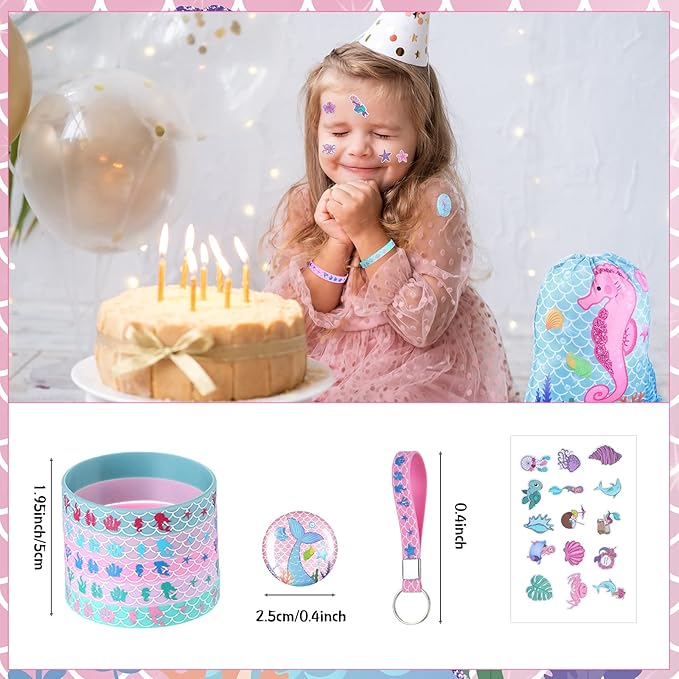 140 Pcs Mermaid Party Favors Gift Bags for Girls Birthday Decorate