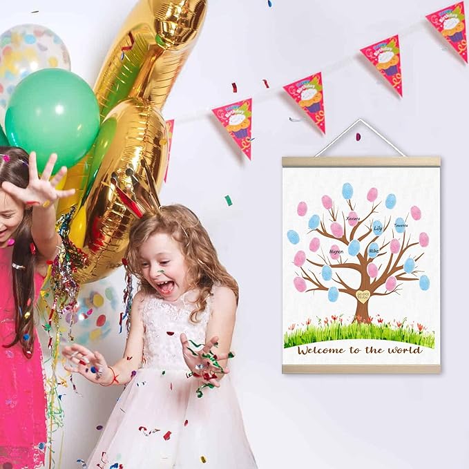 Gender Reveal Decorations Fingerprint Tree Canvas Paintings Decor