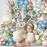 Ouddy Party Pink Dusty Blue Green Balloons Garland Arch Kit,